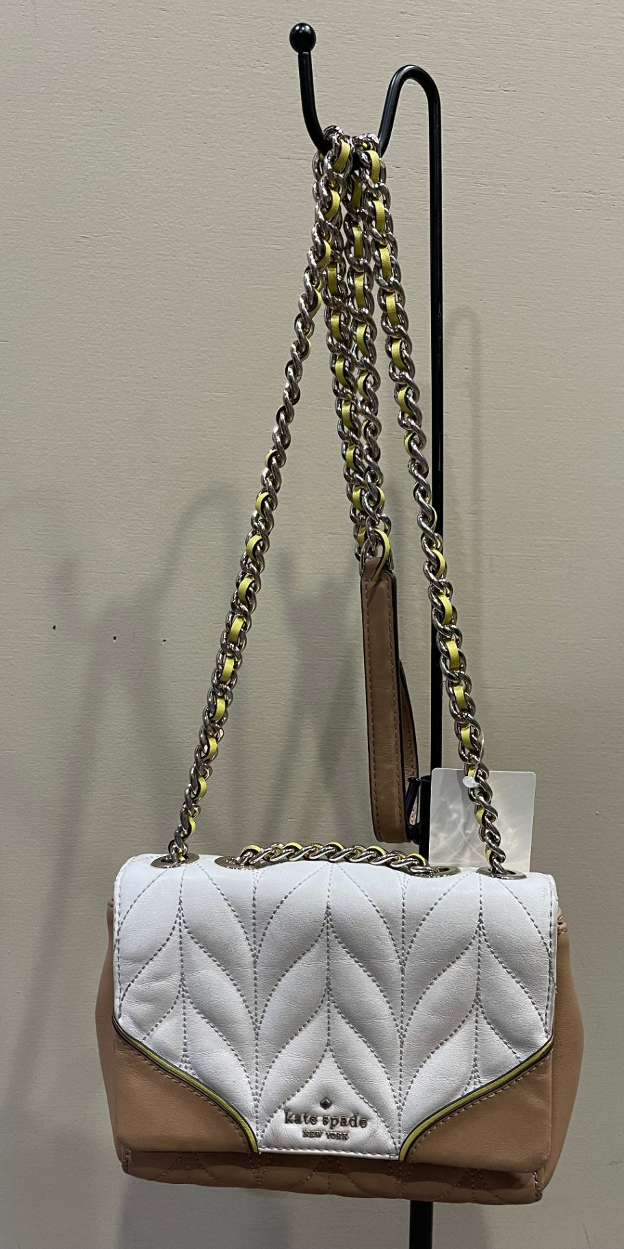 Kate Spade Purse Tan/White Mini Emelyn Criar Lane Quilted Crossbody