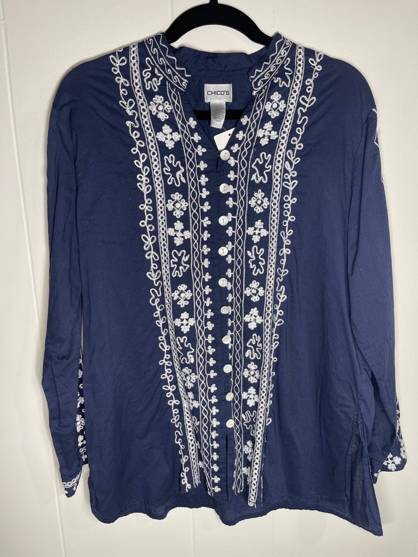 CHICO'S Shirt Navy blue Long Sleeve